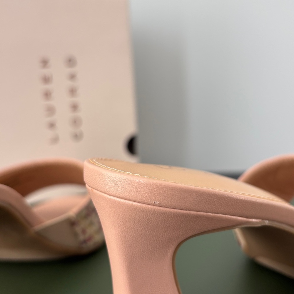 LC Lauren Conrad Women's Pink Woven Heeled Sandals - Picture 6 of 12